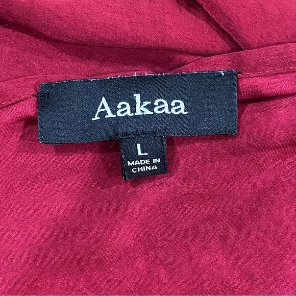 Aakaa Red Open Shoulder Back Neck Tassel Tie Maxi Wrap Dress Sz L - Picture 9 of 14